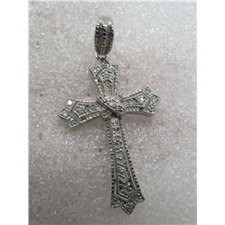 DIAMOND CROSS NECKLACE STERLING SILVER ENHANCER