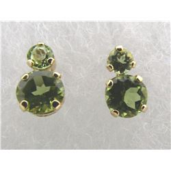 PERIDOT EARRINGS 14K YELLOW GOLD AUGUST BIRTHSTONE