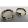 Image 2 : HOOP EARRINGS WHITE & YELLOW 10KT GOLD DIAMOND CUT