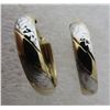 Image 3 : HOOP EARRINGS WHITE & YELLOW 10KT GOLD DIAMOND CUT