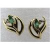 Image 1 : EMERALD DIAMOND EARRINGS 14K GOLD MAY BIRTHSTONE