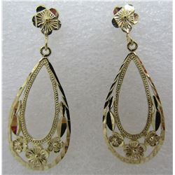 DIAMOND CUT EARRINGS 14K GOLD DANGLE