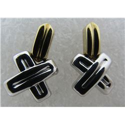 HUG & KISS EARRINGS 14K GOLD WHITE & YELLOW