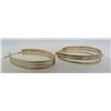 Image 4 : TRIPLE HOOP EARRINGS 14K GOLD TRICOLOR ROSE WHITE