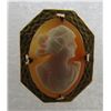 Image 1 : ANTIQUE CARVED SHELL CAMEO PIN 10K GOLD BROOCH