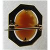 Image 2 : ANTIQUE CARVED SHELL CAMEO PIN 10K GOLD BROOCH