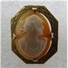 Image 3 : ANTIQUE CARVED SHELL CAMEO PIN 10K GOLD BROOCH