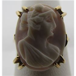 ANGELSKIN CAMEO RING 14K GOLD SIZE 6 CARVED SHELL