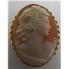 Image 1 : CAMEO PIN PENDANT BROOCH 14K GOLD CARVED SHELL 8GR