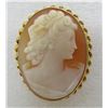 Image 3 : CAMEO PIN PENDANT BROOCH 14K GOLD CARVED SHELL 8GR