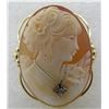 Image 1 : DIAMOND CAMEO PIN PENDANT BROOCH 14K GOLD 8 GRAM