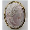 Image 1 : ANTIQUE ANGEL SKIN CAMEO PIN 10K GOLD BROOCH