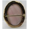 Image 2 : ANTIQUE ANGEL SKIN CAMEO PIN 10K GOLD BROOCH