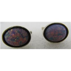 GLASS OPAL CUFFLINKS STERLING SILVER MEXICO