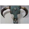 Image 1 : LARGE TURQUOISE AND CORAL BULL SKULL