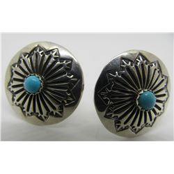 TURQUOISE CUFFLINKS STERLING SILVER NAVAJO