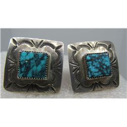 WILSON BEGAY TURQUOISE CUFFLINKS STERLING SILVER