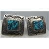 Image 1 : WILSON BEGAY TURQUOISE CUFFLINKS STERLING SILVER