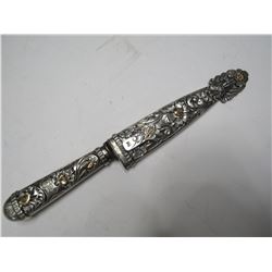 800 STERLING SILVER & 18K GOLD BOOT KNIFE W SHEATH