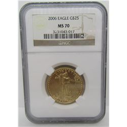 2006 $25 GOLD 1/2 OZ EAGLE MS 70 NGC