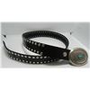 Image 2 : SIGNED STERLING CONCHO BUCKLE STUDDED LEATHER BELT