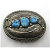 Image 1 : SIGNED LEE THOMPSON STERLING BELT BUCKLE TURQUOISE