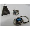Image 1 : STERLING NAVAJO TURQUOISE BELL KEYCHAIN RING LOT