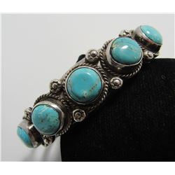 NATIVE AMERICAN SIGNED TURQUOISE STERLING BRACELET