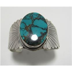 LARGE 85G SIGNED STERLING TURQUOISE CUFF BRACELET