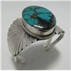 Image 2 : LARGE 85G SIGNED STERLING TURQUOISE CUFF BRACELET
