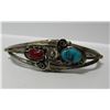 Image 2 : STERLING TURQUOISE RED CORAL CUFF BRACELET