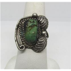 UNIQUE NATIVE AMERICAN STERLING TURQUOISE RING