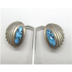 VINTAGE SIGNED TURQUOISE STERLING EARRINGS