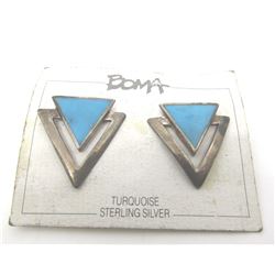 BOMA NAVAJO TURQUOISE STERLING EARRINGS TRIANGLE
