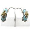 Image 2 : SIGNED BIXBY 18K GOLD & STERLING ENAMEL EARRINGS