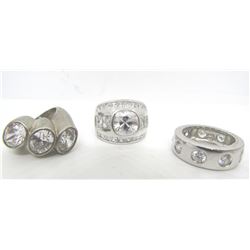 LOT OF 3 LARGE STERLING CZ RINGS 31G