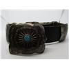 Image 6 : SIGNED OLD PAWN STERLING TURQUOISE CONCHO BELT