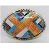 Image 1 : RAY JACK MOSAIC INLAY STERLING BELT BUCKLE 109G