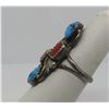 Image 2 : VINTAGE NAVAJO TURQUOISE RED CORAL STERLING RING