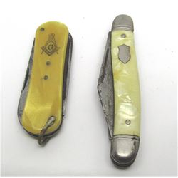 LOT OF 2 VINTAGE FOLDING POCKET KNIVES MASONIC