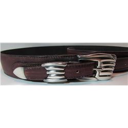 CG MARK STERLING SILVER BUCKLE LEATHER BELT 3PCSET