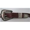 Image 2 : PORTER BELT BUCKLE STERLING SILVER BEADED LEATHER