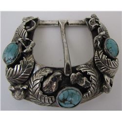 PAT AREIAS TURQUOISE BELT BUCKLE STERLING SILVER
