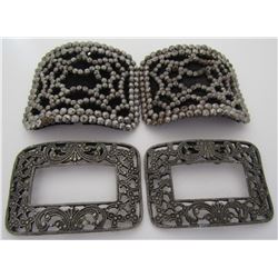2 PAIR SHOE BUCKLES FRENCH CUT STEEL & MUSI