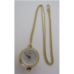 BUCHERER 14K GOLD SKELETON BALL WATCH NECKLACE 20"