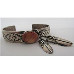 PTG SPINY OYSTER SHELL CUFF BRACELET STERLING SILV