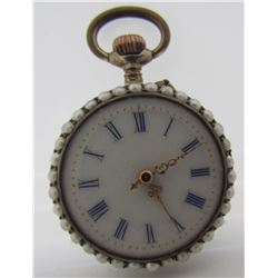 GENUINE PEARL POCKETWATCH STERLING SILVER WATCH
