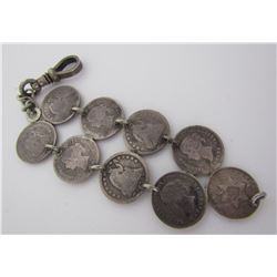 POCKET WATCH FOB US SILVER COINS HALF DIME 3 CENT