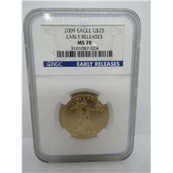 2009 GOLD $25 EAGLE 1/2 OZ MS 70 NGC