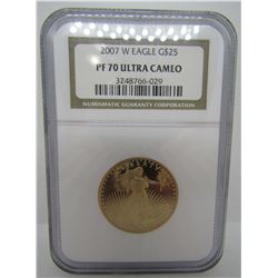 2007 PROOF GOLD 1/2 OZ EAGLE $25 PF 70 ULTRA CAMEO